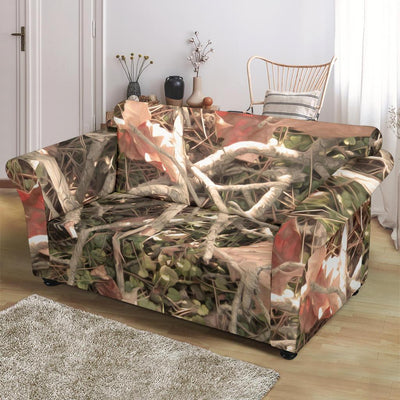 Camouflage Realistic Tree Authumn Print Loveseat Slipcover-JTAMIGO.COM