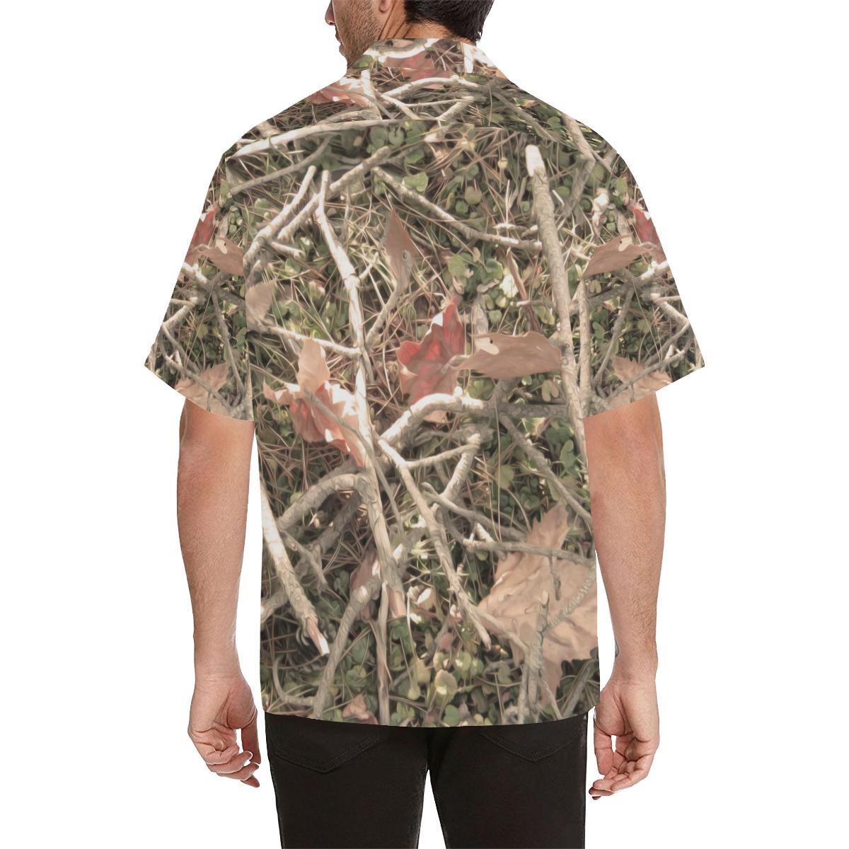 Camouflage Realistic Tree Authumn Print Men Aloha Hawaiian Shirt