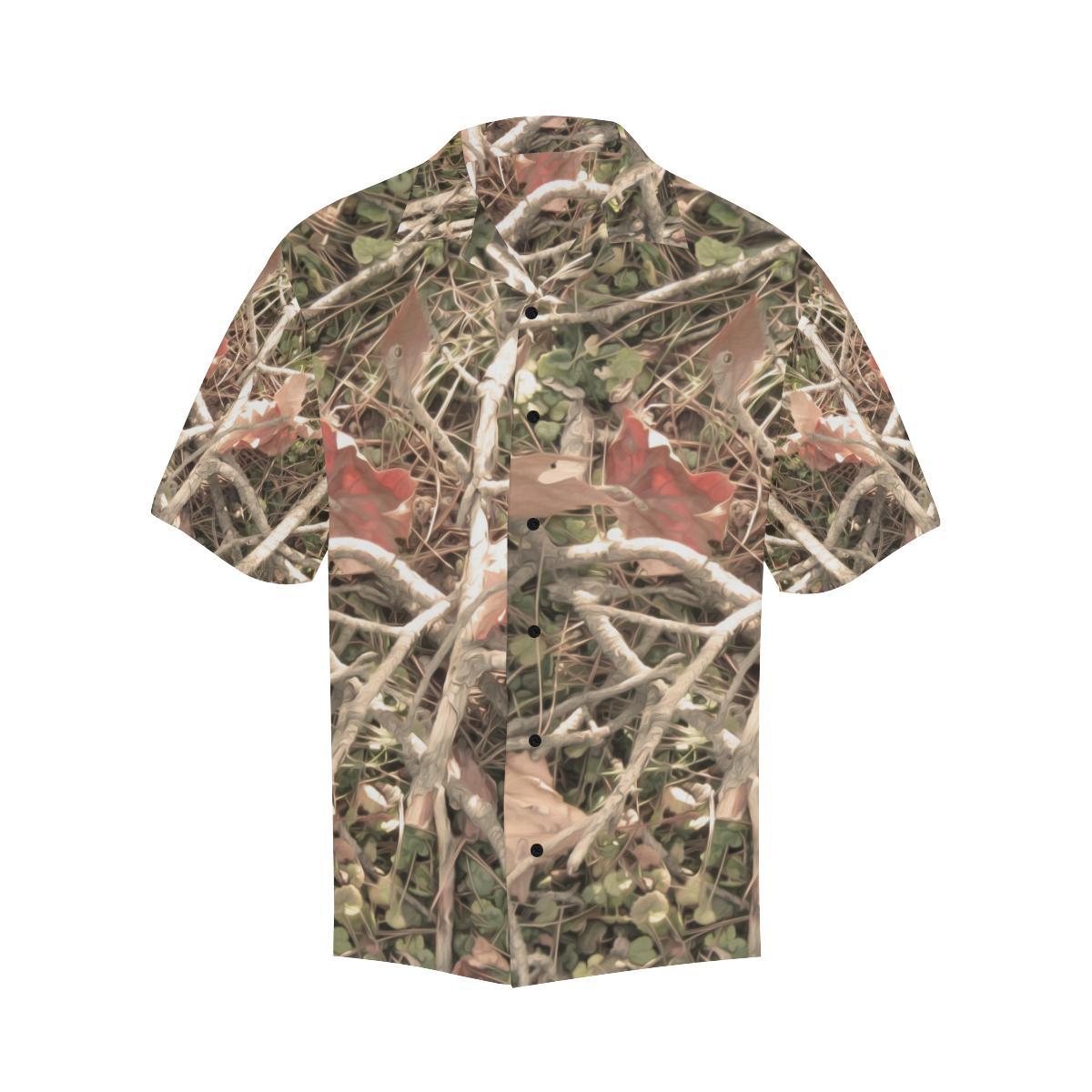 Camouflage Realistic Tree Authumn Print Men Aloha Hawaiian Shirt