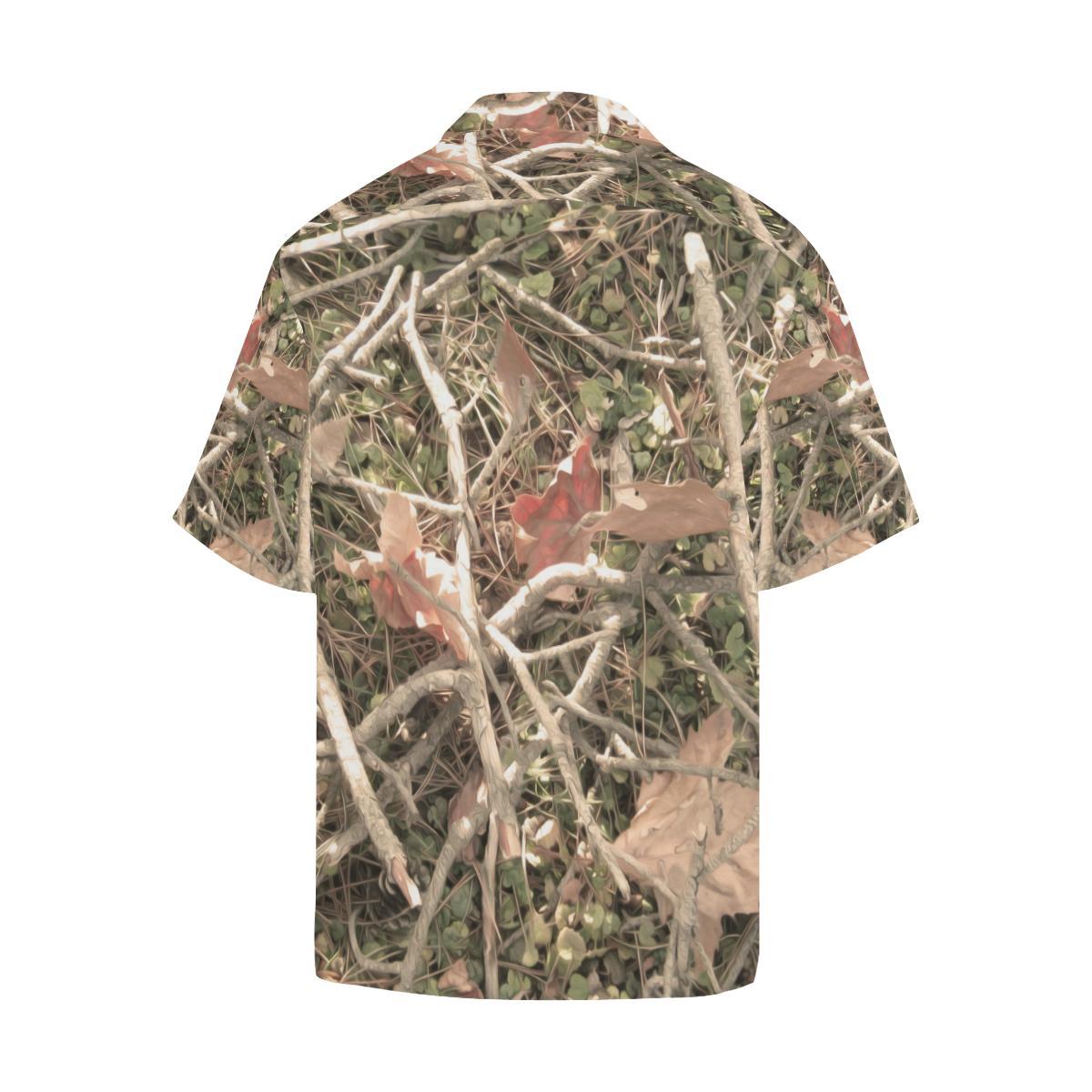 Camouflage Realistic Tree Authumn Print Men Aloha Hawaiian Shirt