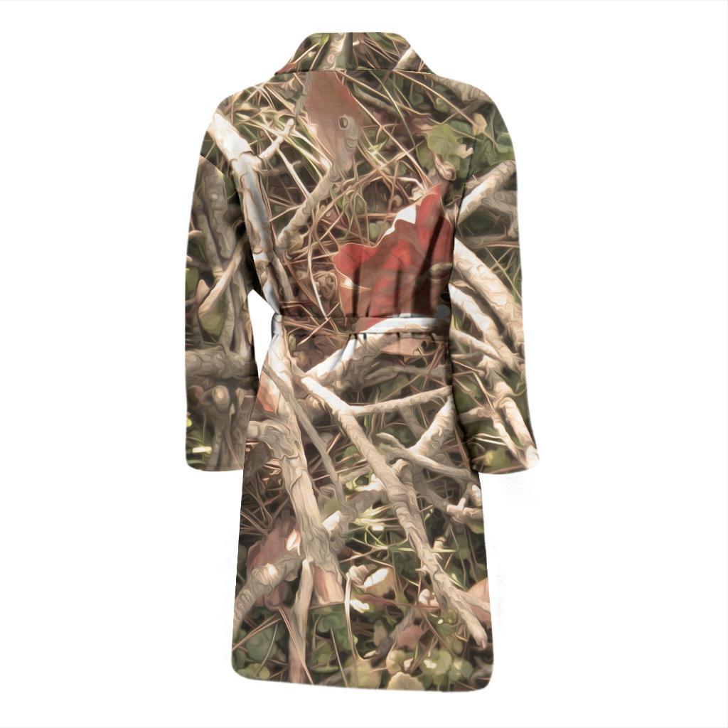 Camouflage Realistic Tree Authumn Print Men Bath Robe-JTAMIGO.COM