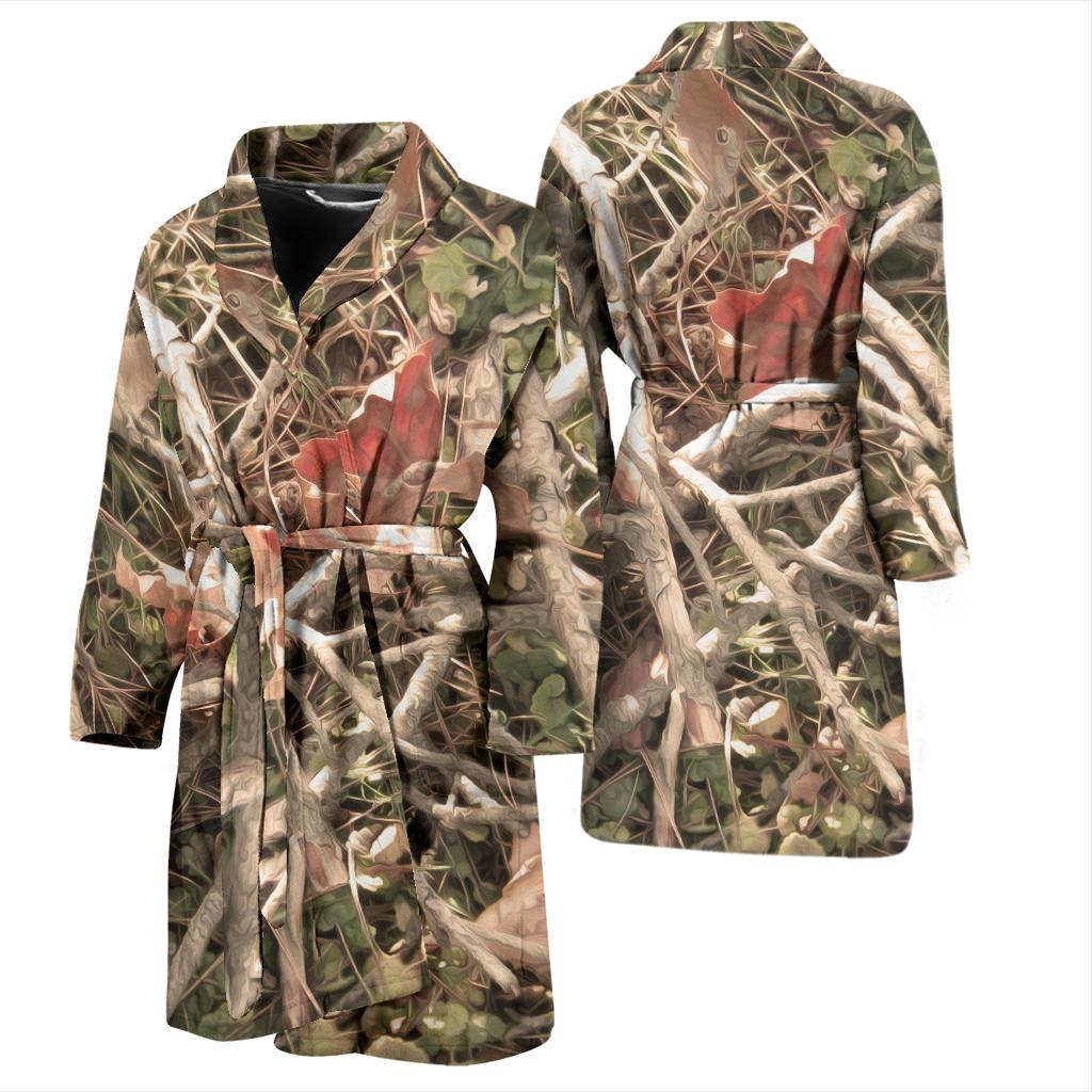 Camouflage Realistic Tree Authumn Print Men Bath Robe-JTAMIGO.COM