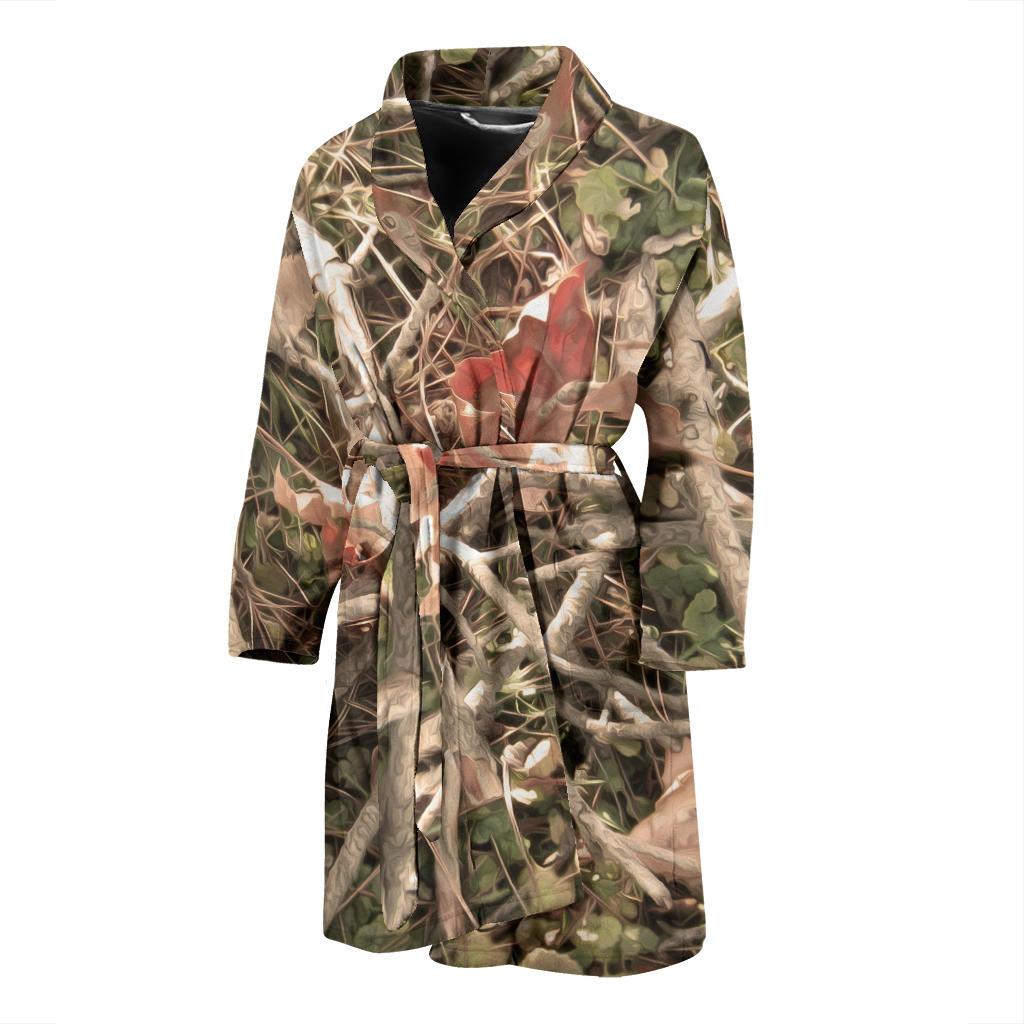 Camouflage Realistic Tree Authumn Print Men Bath Robe-JTAMIGO.COM