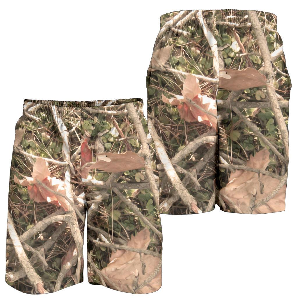 Camouflage Realistic Tree Authumn Print Mens Shorts-JTAMIGO.COM