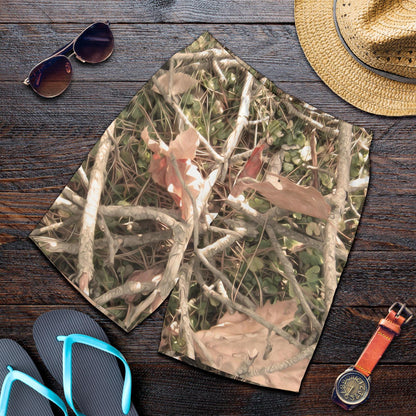 Camouflage Realistic Tree Authumn Print Mens Shorts-JTAMIGO.COM