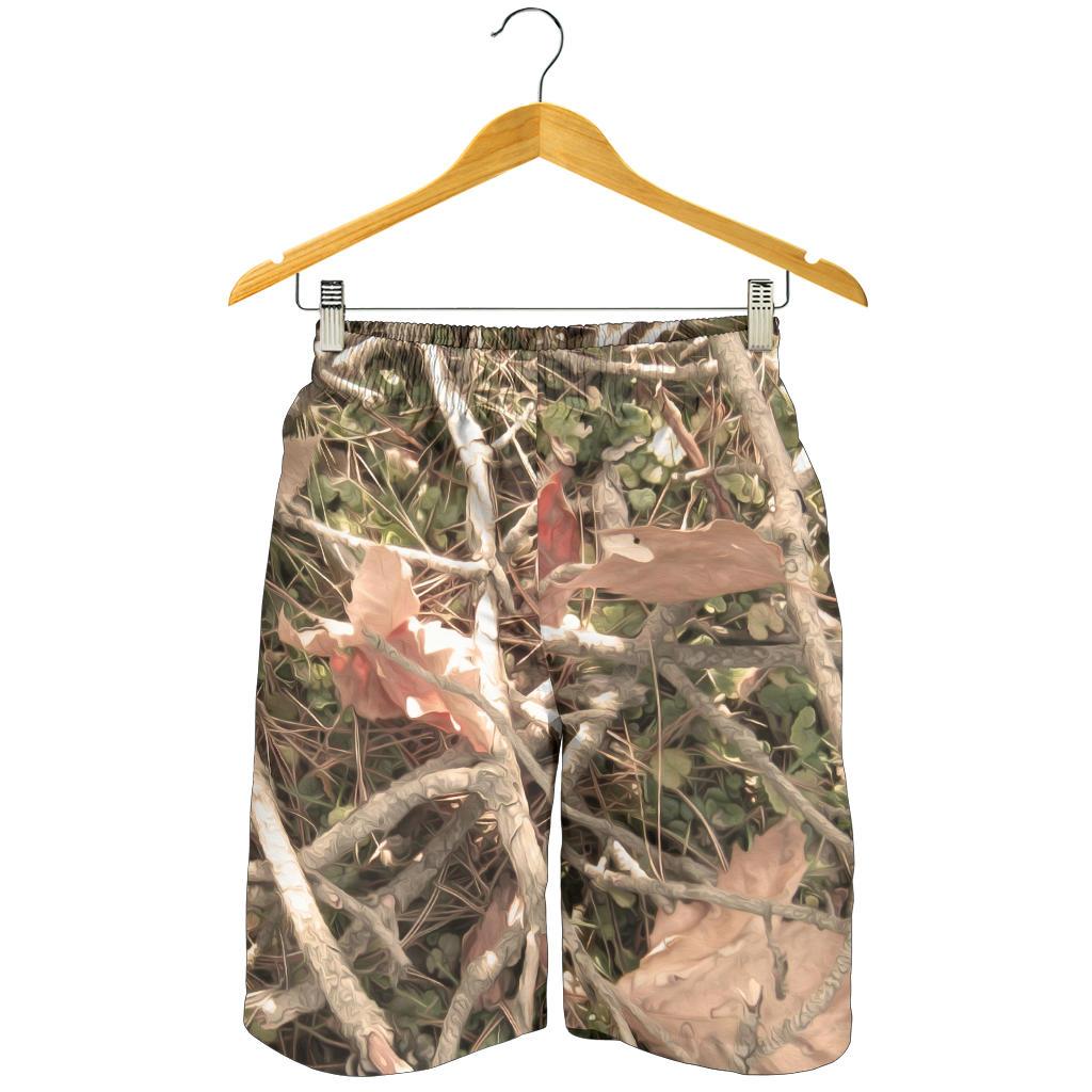 Camouflage Realistic Tree Authumn Print Mens Shorts-JTAMIGO.COM