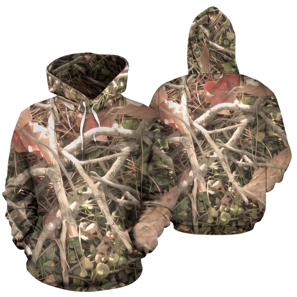 Camouflage Realistic Tree Authumn Print Pullover Hoodie