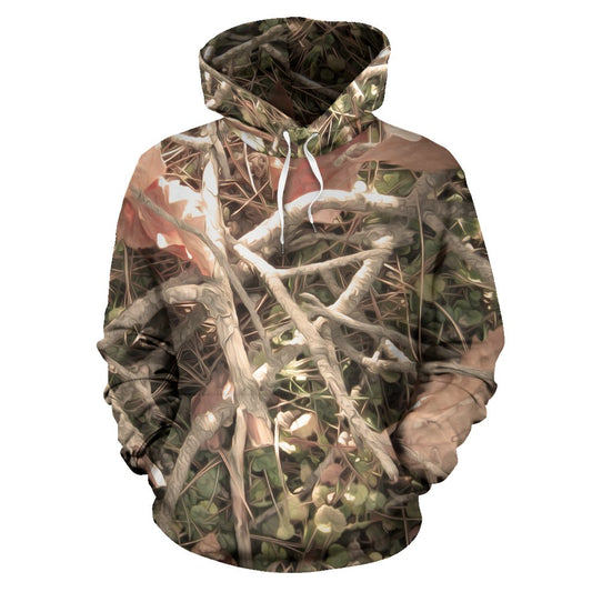 Camouflage Realistic Tree Authumn Print Pullover Hoodie