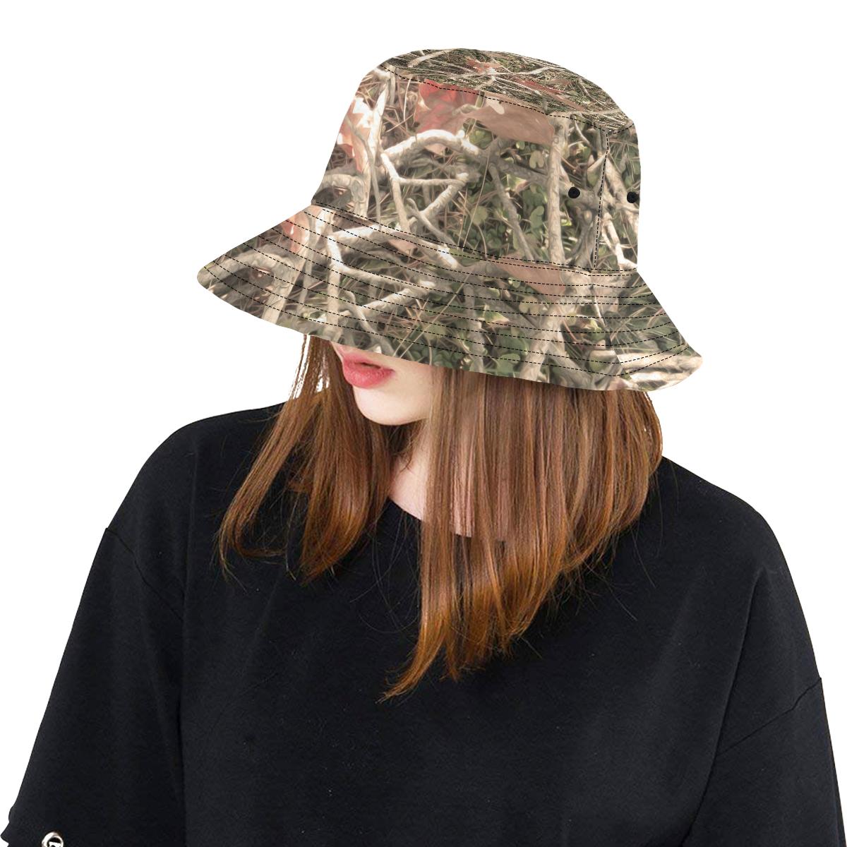 Camouflage Realistic Tree Authumn Print Unisex Bucket Hat