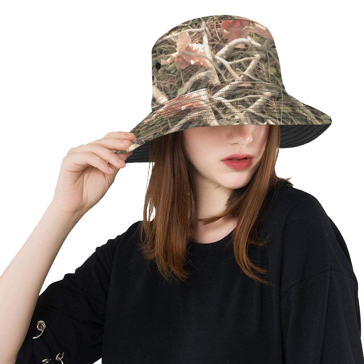 Camouflage Realistic Tree Authumn Print Unisex Bucket Hat