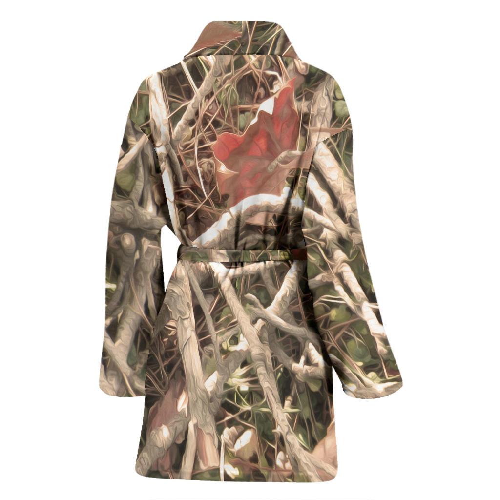 Camouflage Realistic Tree Authumn Print Women Bath Robe-JTAMIGO.COM