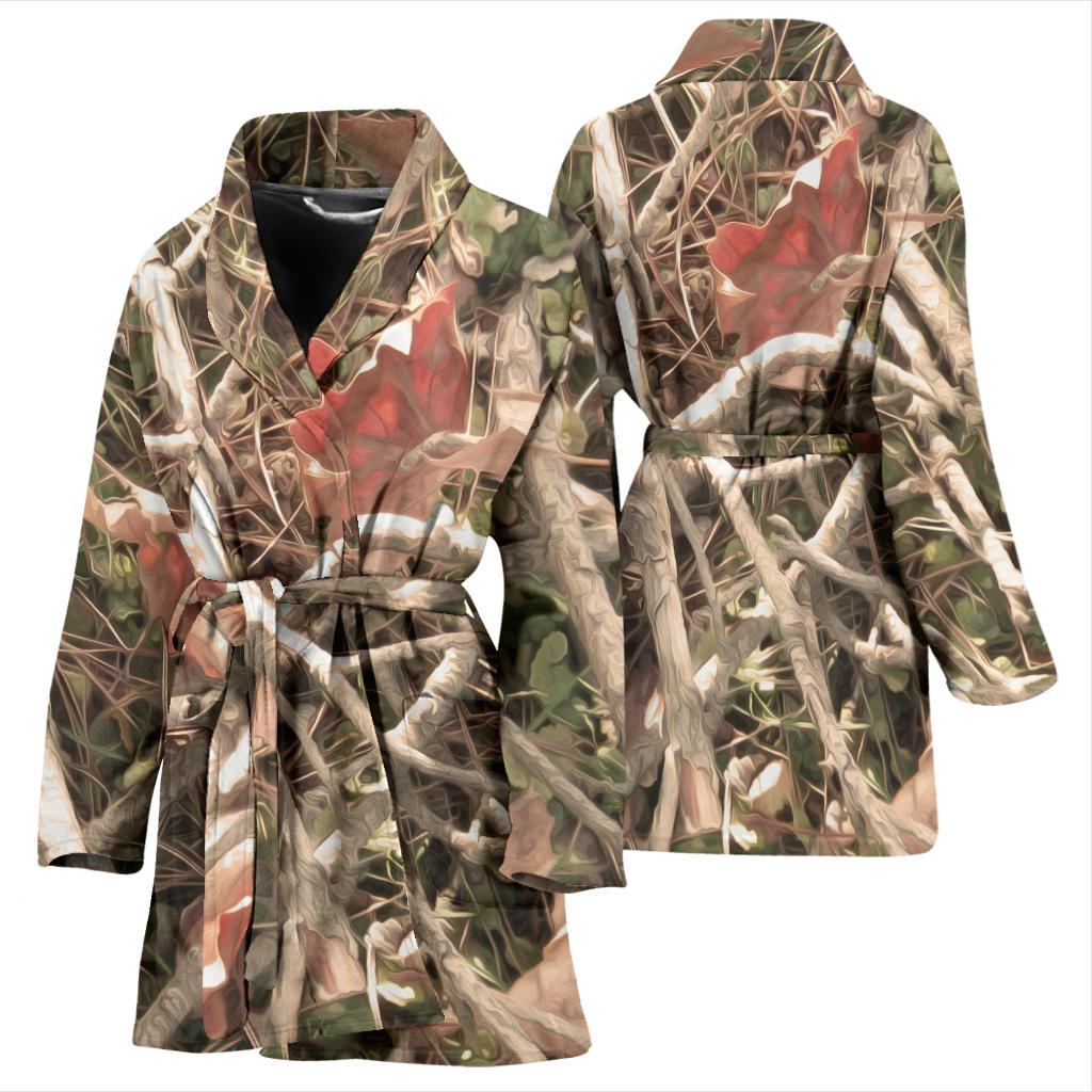 Camouflage Realistic Tree Authumn Print Women Bath Robe-JTAMIGO.COM