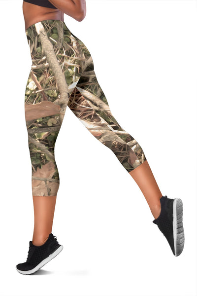 Camouflage Realistic Tree Authumn Print Women Capris