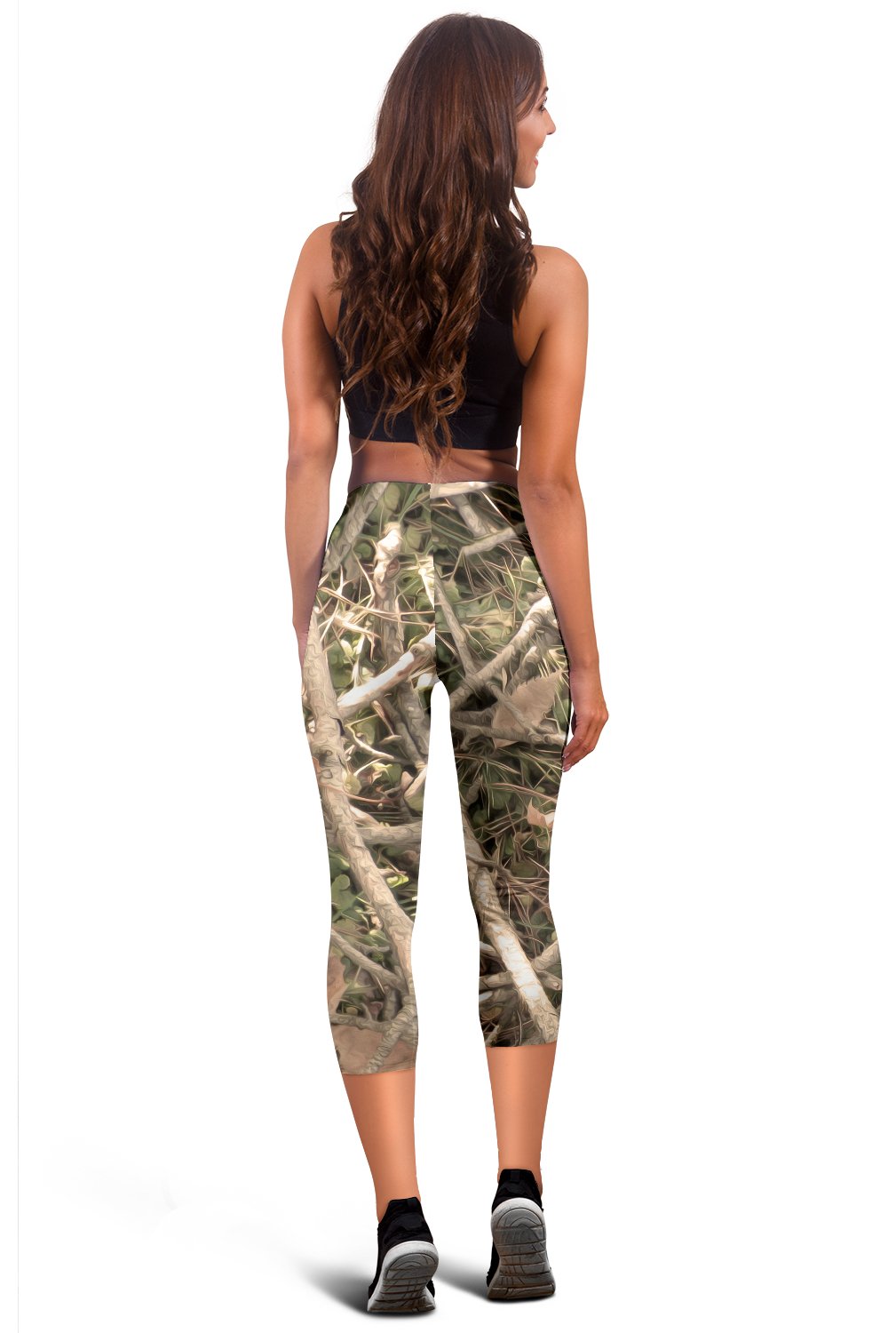 Camouflage Realistic Tree Authumn Print Women Capris