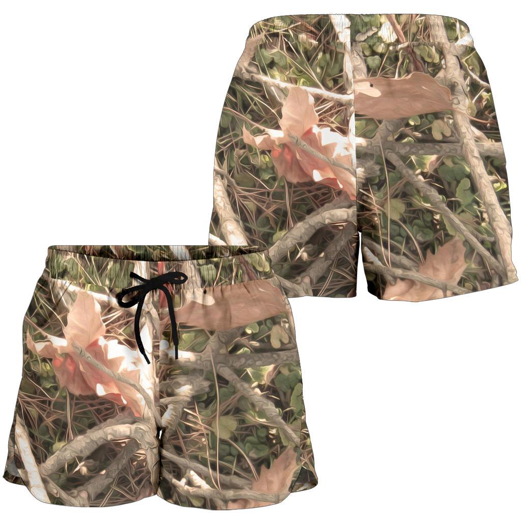 Camouflage Realistic Tree Authumn Print Women Shorts-JTAMIGO.COM