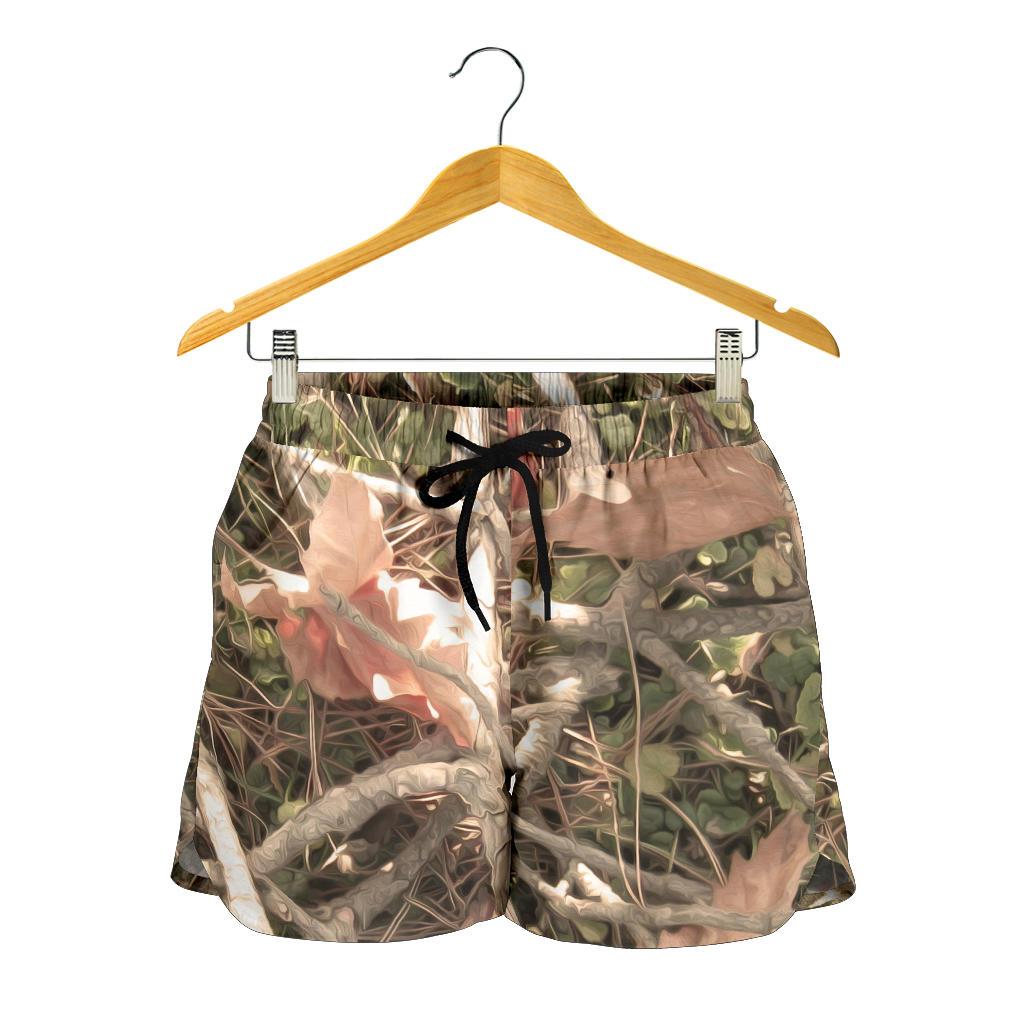 Camouflage Realistic Tree Authumn Print Women Shorts-JTAMIGO.COM