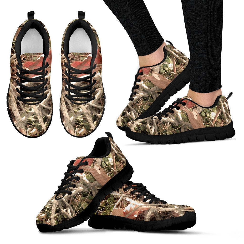 Camouflage Realistic Tree Authumn Print Women Sneakers Shoes