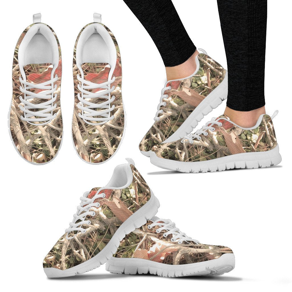 Camouflage Realistic Tree Authumn Print Women Sneakers Shoes