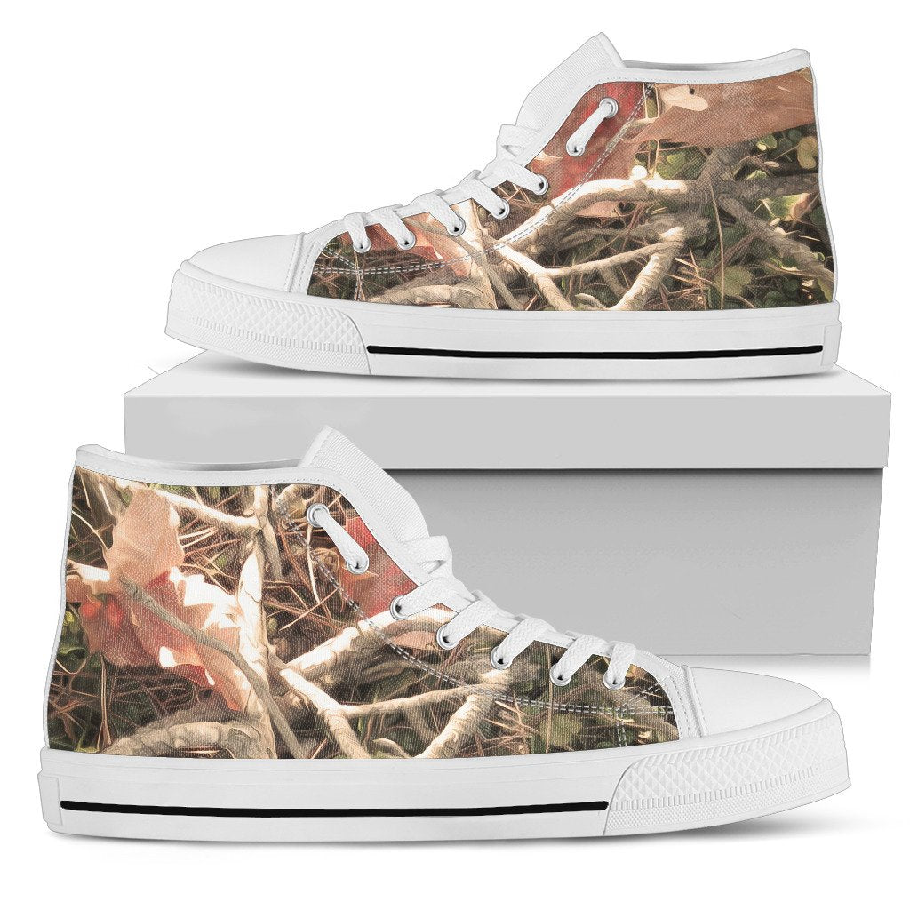 Camouflage Realistic Tree Autumn Print Women High Top Shoes