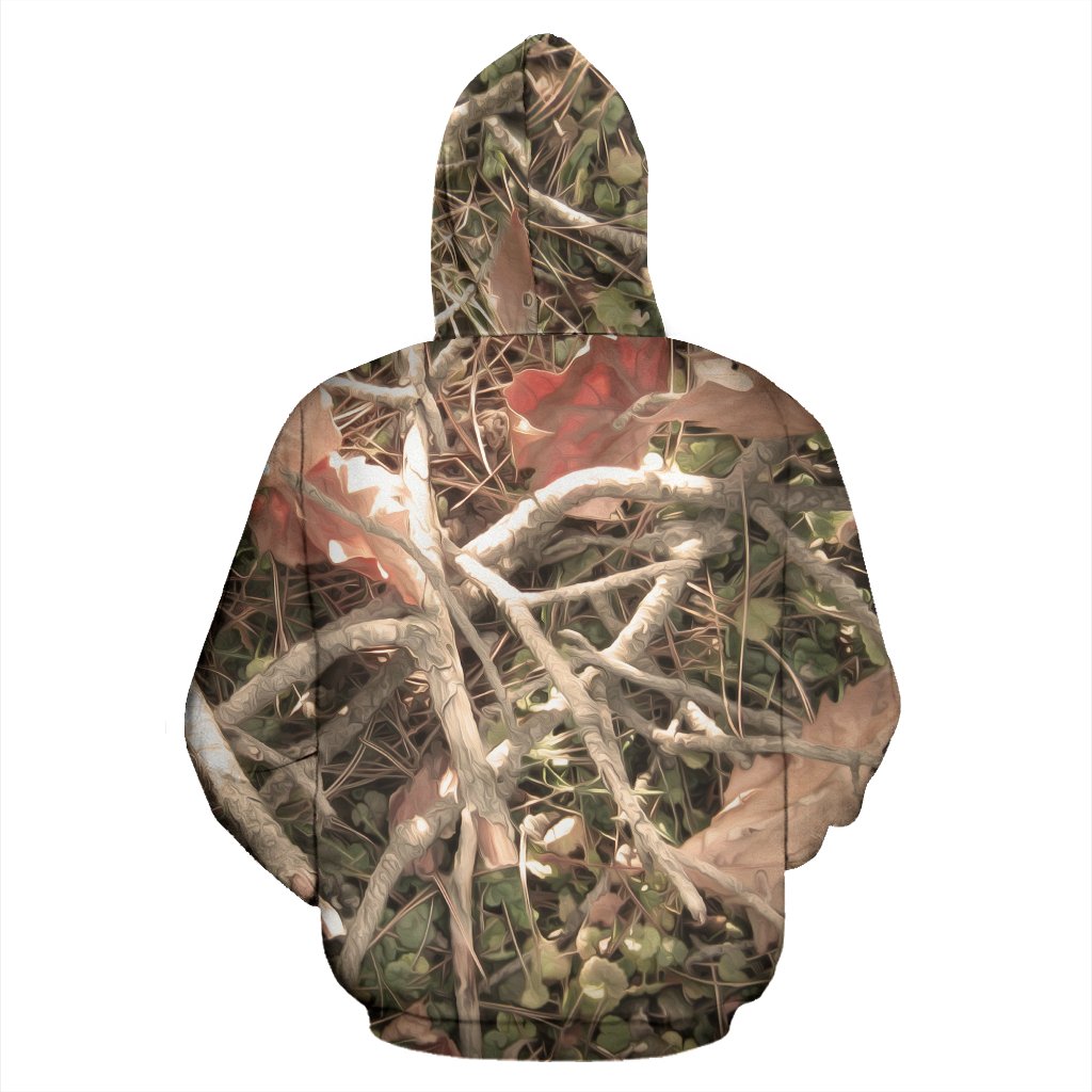 Camouflage Realistic Tree Autumn Print Zip Up Hoodie