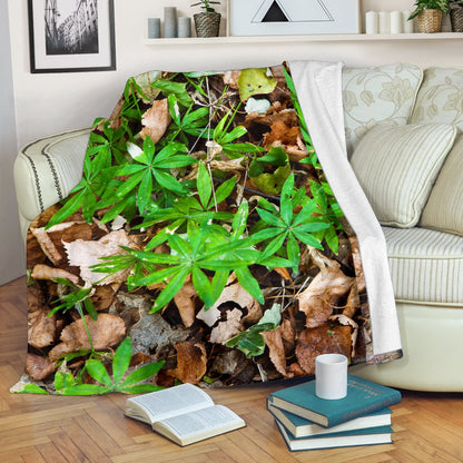 Camouflage Realistic Tree Fresh Print Fleece Blanket