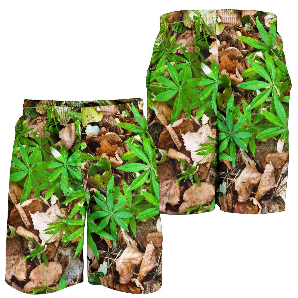 Camouflage Realistic Tree Fresh Print Mens Shorts-JTAMIGO.COM