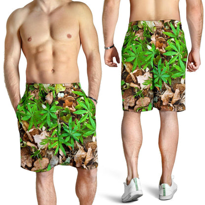 Camouflage Realistic Tree Fresh Print Mens Shorts-JTAMIGO.COM