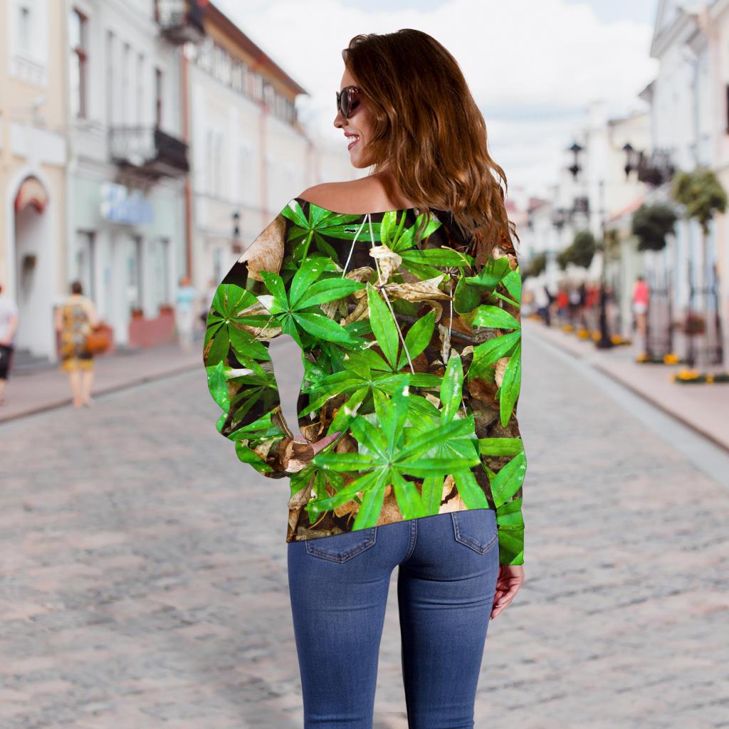 Camouflage Realistic Tree Fresh Print Off Shoulder Sweatshirt