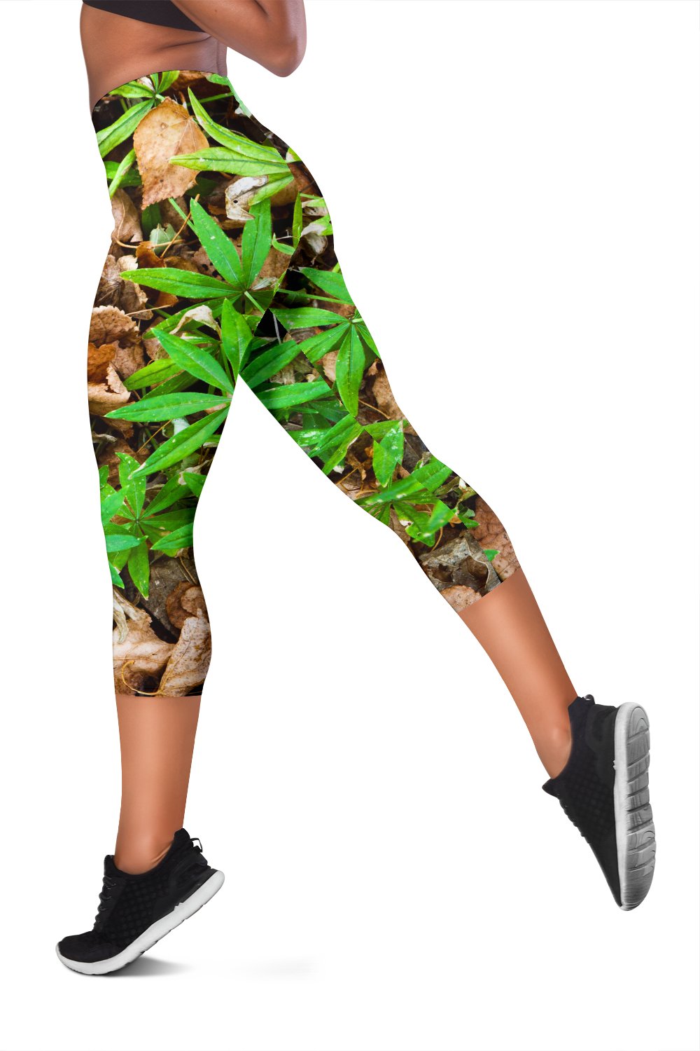 Camouflage Realistic Tree Fresh Print Women Capris