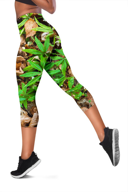 Camouflage Realistic Tree Fresh Print Women Capris