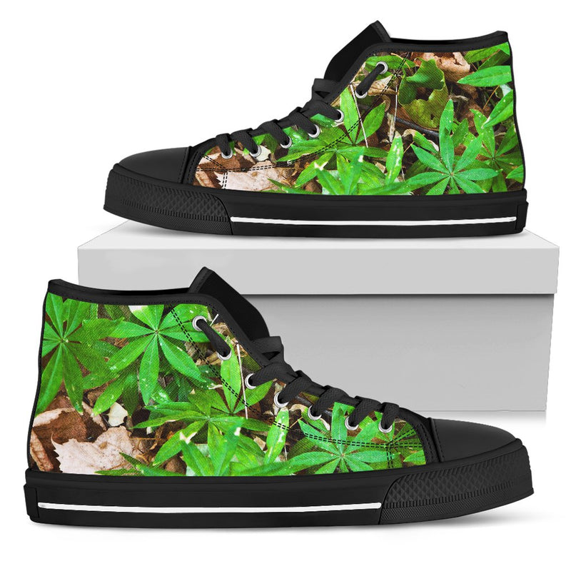 Camouflage Realistic Tree Fresh Print Women High Top Shoes