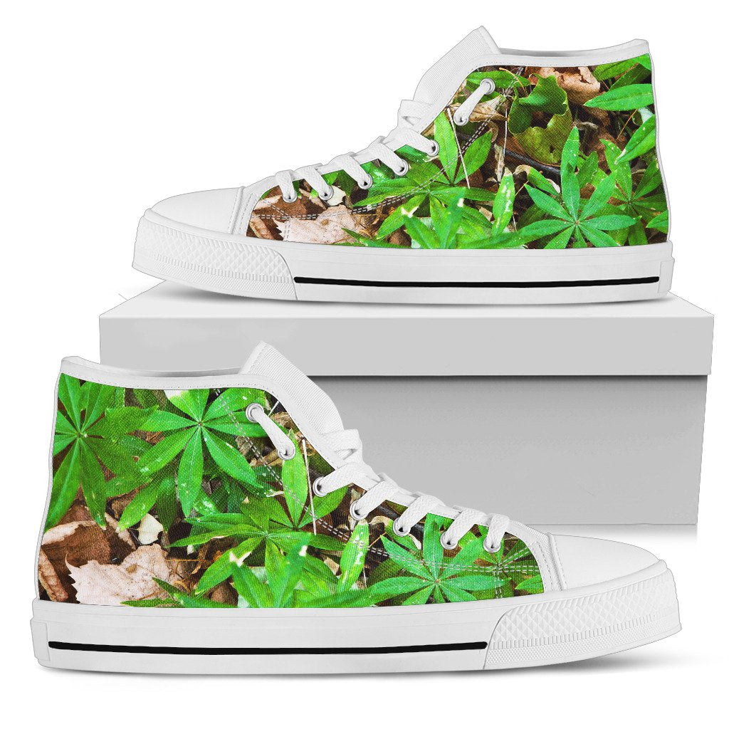 Camouflage Realistic Tree Fresh Print Women High Top Shoes
