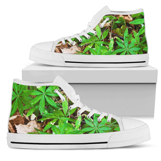 Camouflage Realistic Tree Fresh Print Women High Top Shoes