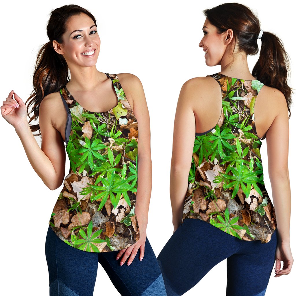 Camouflage Realistic Tree Fresh Print Women Racerback Tank Top