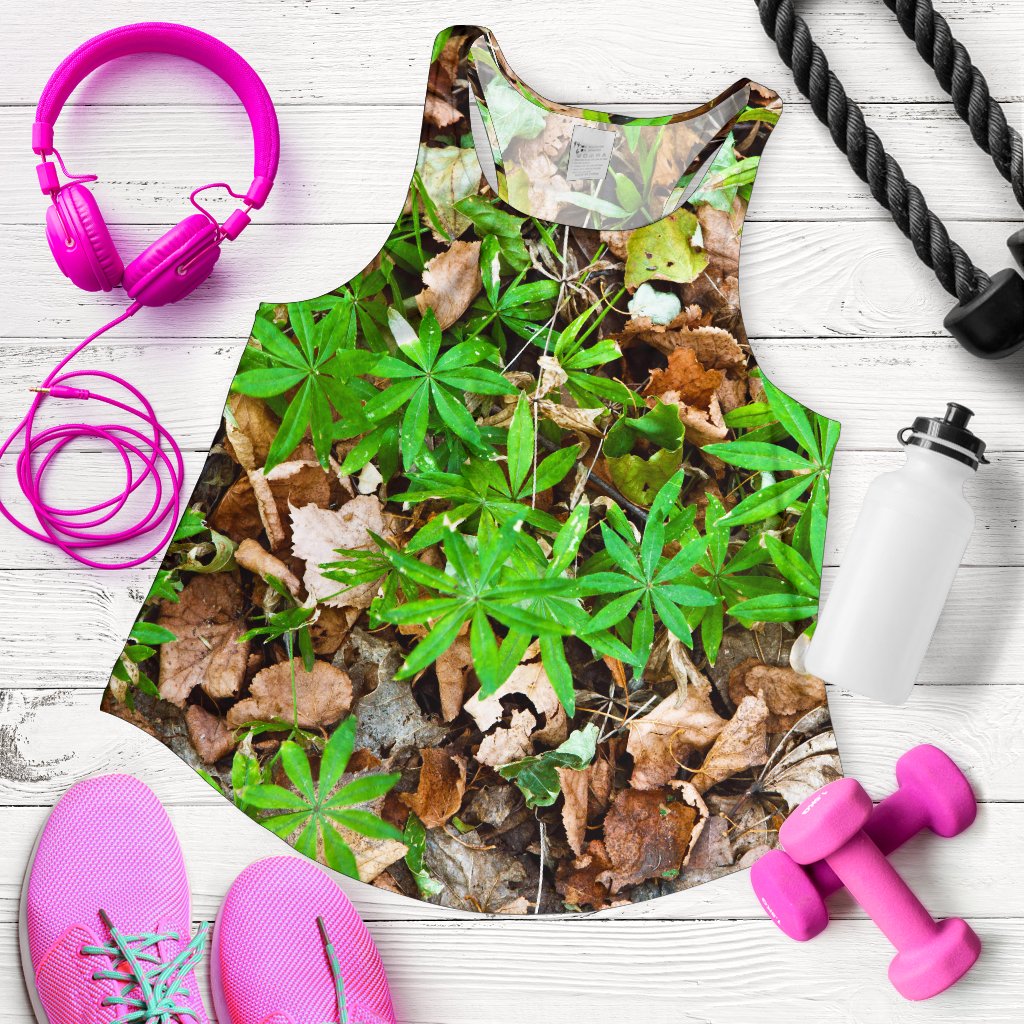 Camouflage Realistic Tree Fresh Print Women Racerback Tank Top