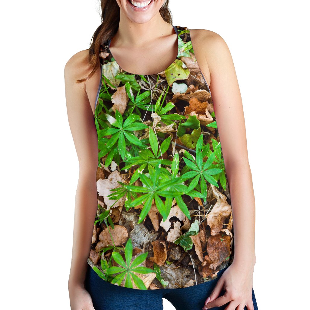 Camouflage Realistic Tree Fresh Print Women Racerback Tank Top
