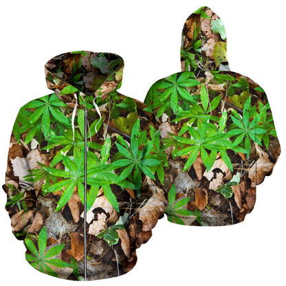 Camouflage Realistic Tree Fresh Print Zip Up Hoodie