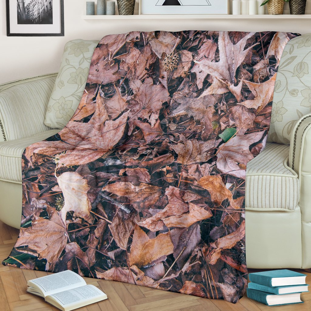 Camouflage Realistic Tree Leaf Print Fleece Blanket