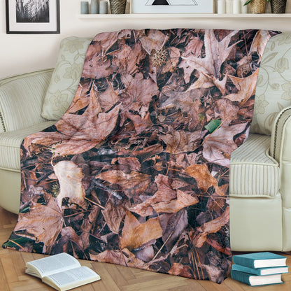 Camouflage Realistic Tree Leaf Print Fleece Blanket