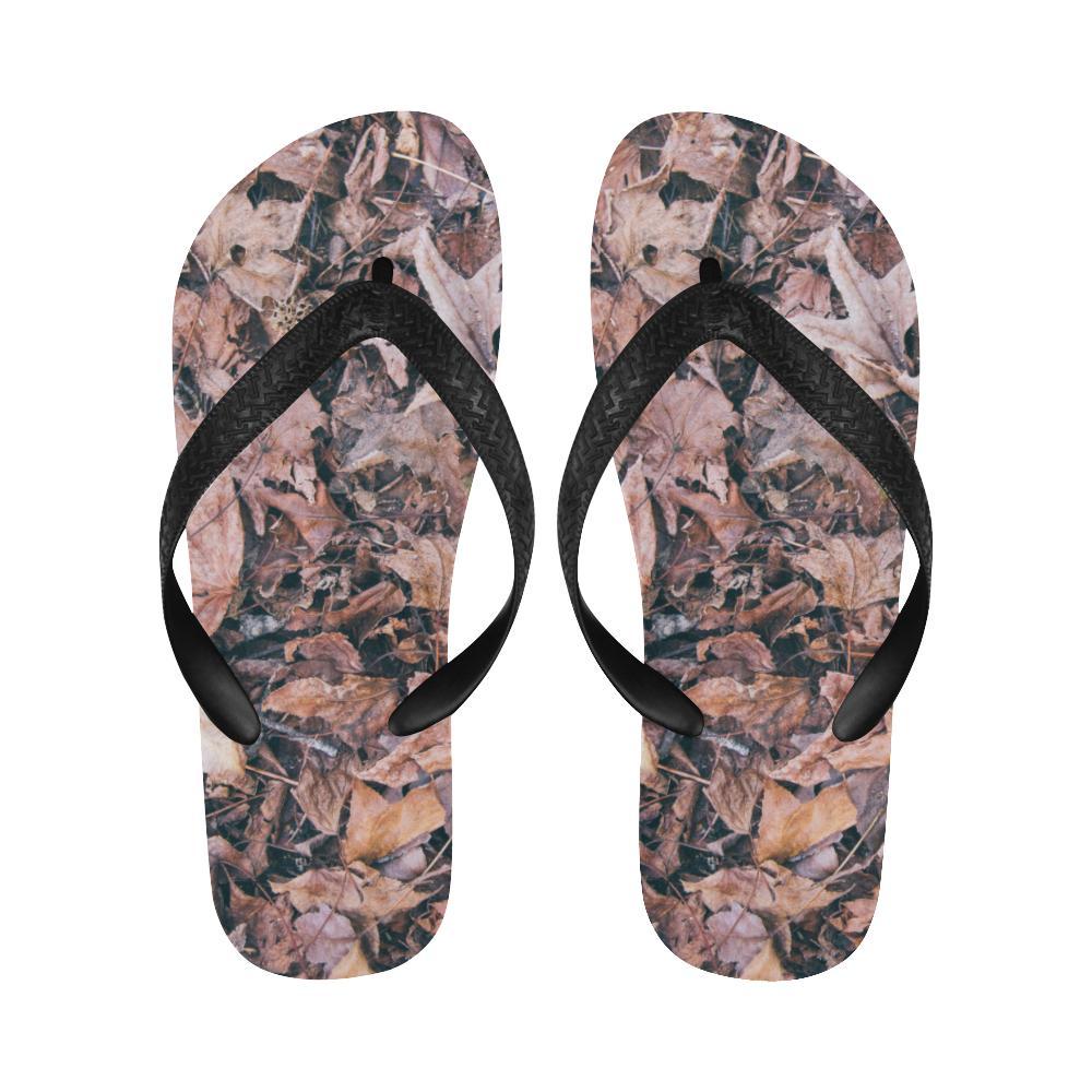 Camouflage Realistic Tree Leaf Print Flip Flops-JTAMIGO.COM