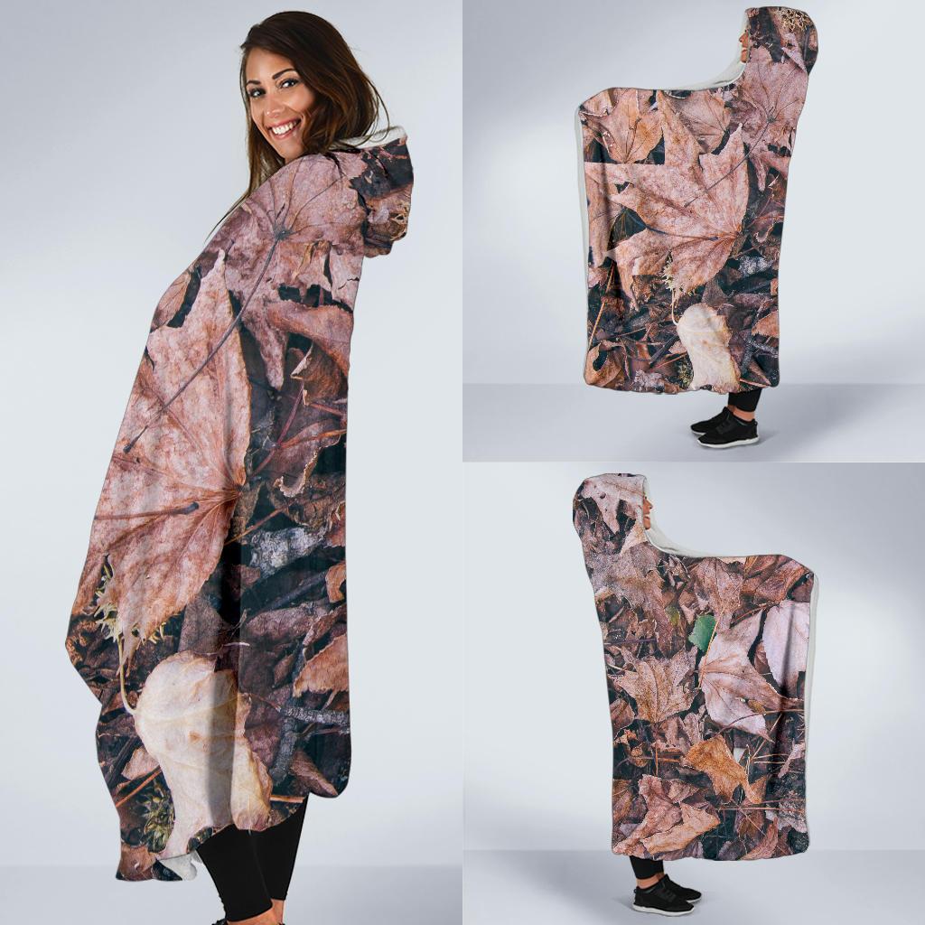 Camouflage Realistic Tree Leaf Print Hooded Blanket-JTAMIGO.COM