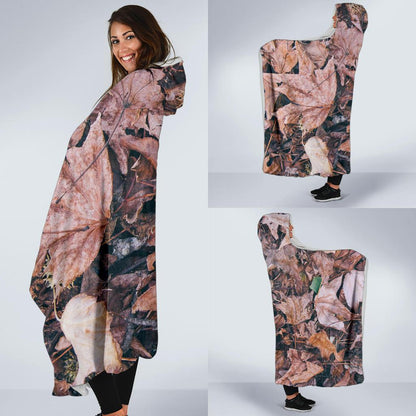 Camouflage Realistic Tree Leaf Print Hooded Blanket-JTAMIGO.COM