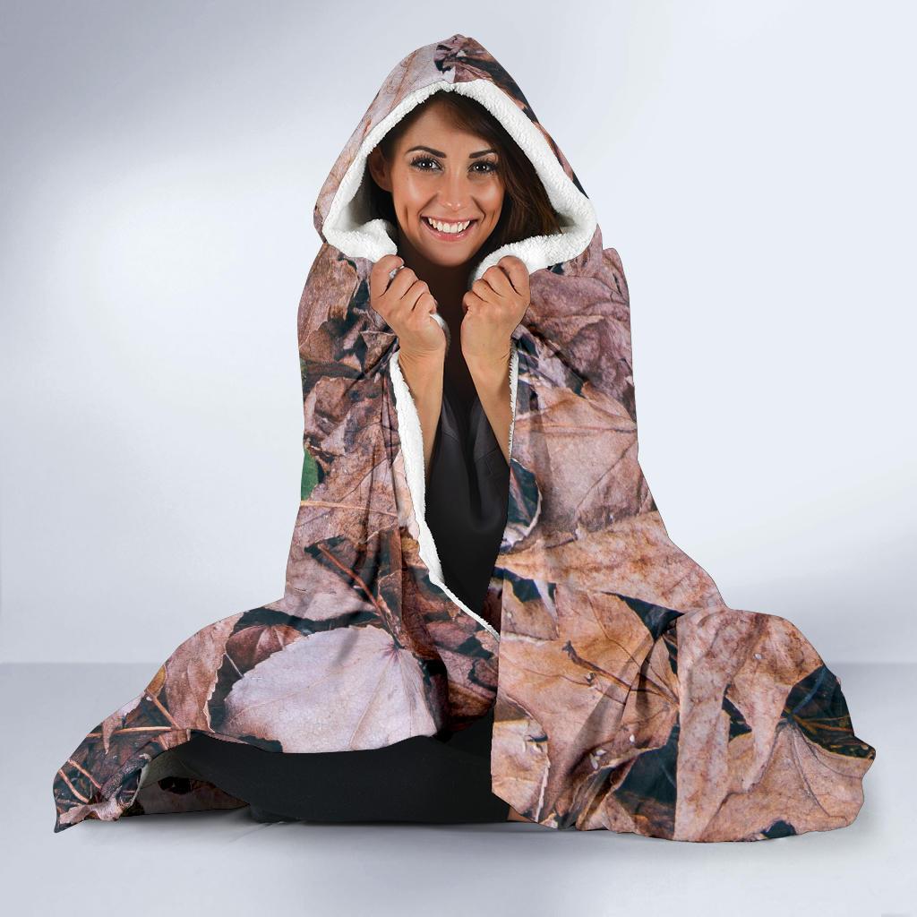 Camouflage Realistic Tree Leaf Print Hooded Blanket-JTAMIGO.COM