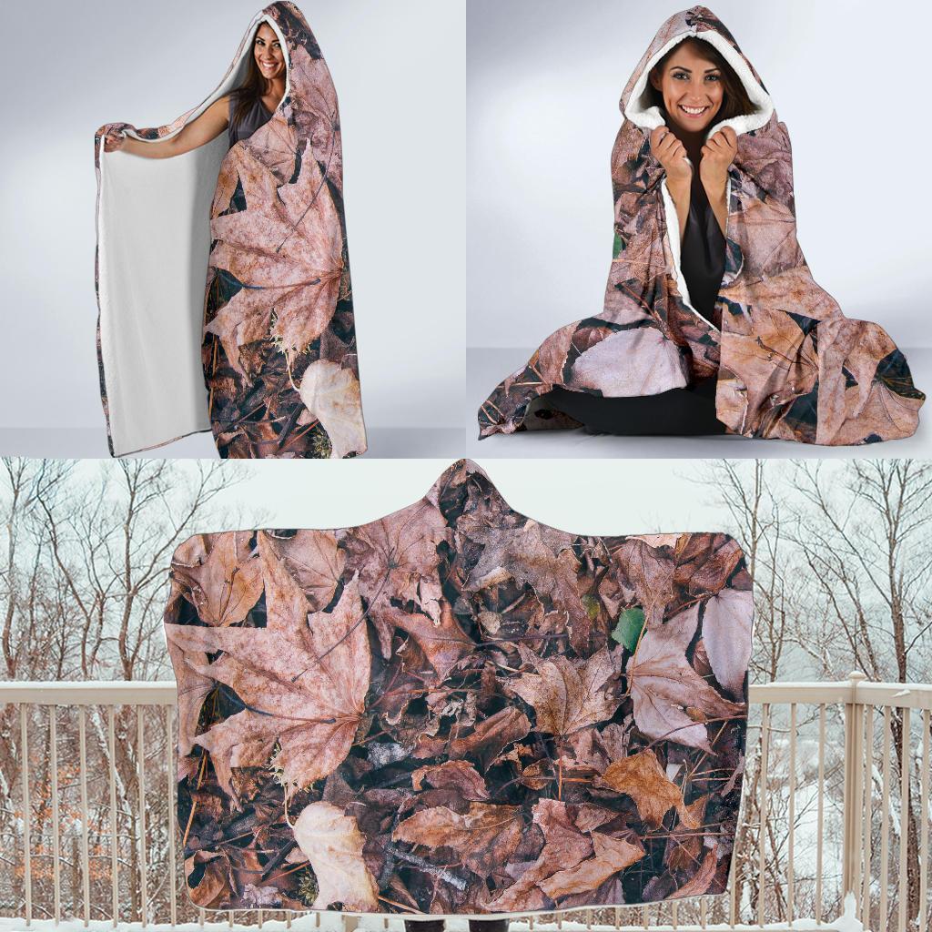 Camouflage Realistic Tree Leaf Print Hooded Blanket-JTAMIGO.COM