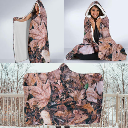 Camouflage Realistic Tree Leaf Print Hooded Blanket-JTAMIGO.COM