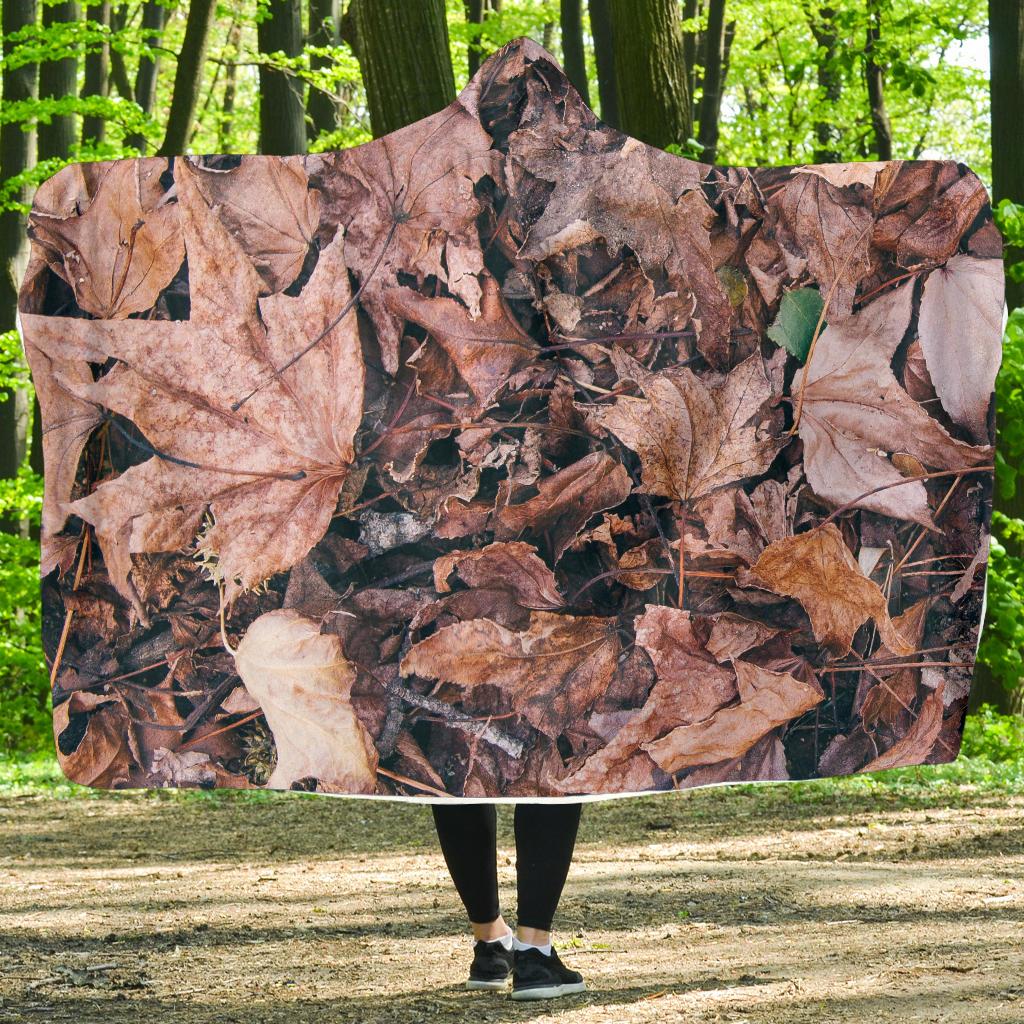 Camouflage Realistic Tree Leaf Print Hooded Blanket-JTAMIGO.COM