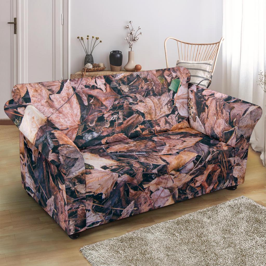 Camouflage Realistic Tree Leaf Print Loveseat Slipcover-JTAMIGO.COM