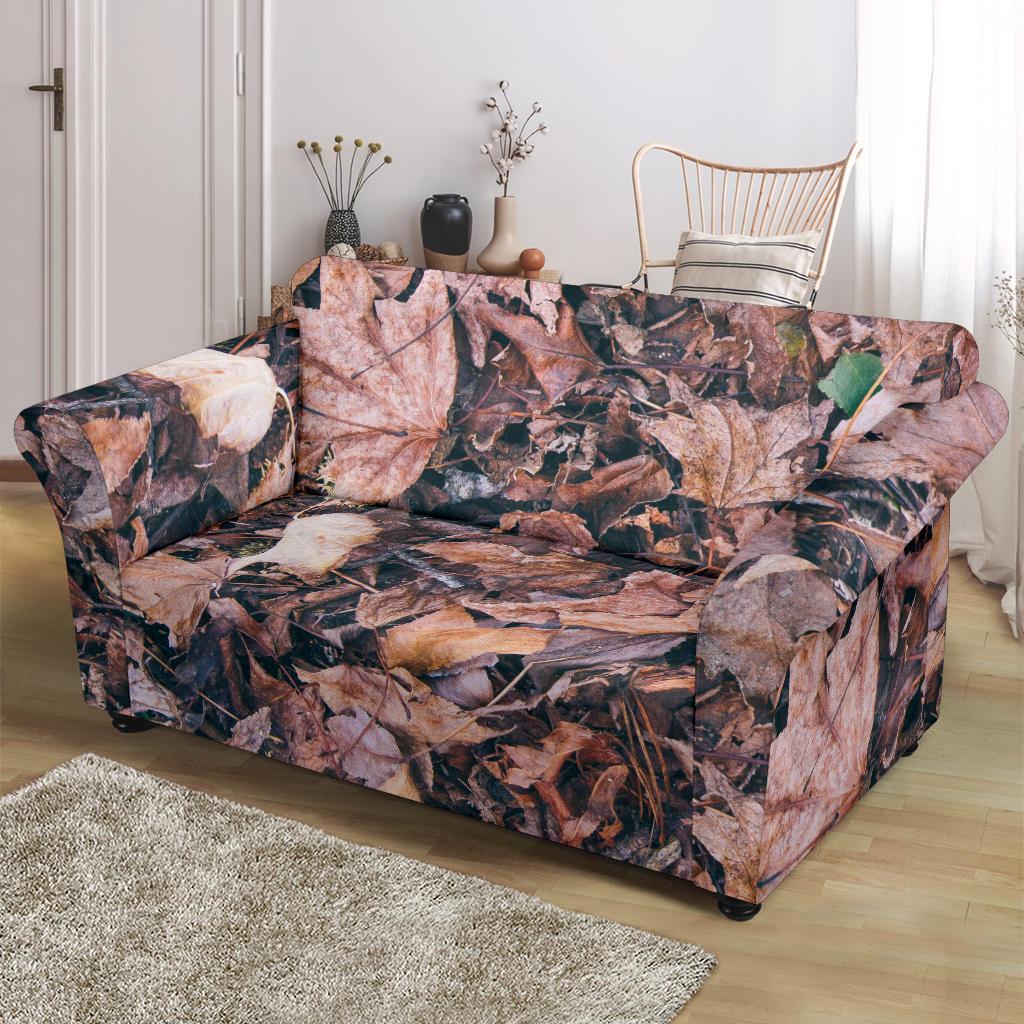 Camouflage Realistic Tree Leaf Print Loveseat Slipcover-JTAMIGO.COM