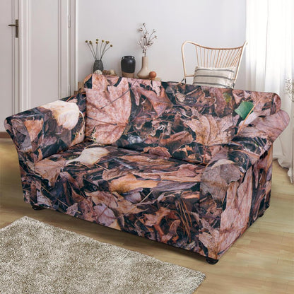 Camouflage Realistic Tree Leaf Print Loveseat Slipcover-JTAMIGO.COM