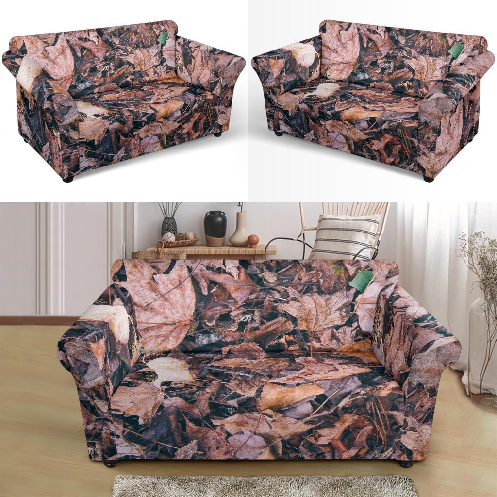 Camouflage Realistic Tree Leaf Print Loveseat Slipcover-JTAMIGO.COM